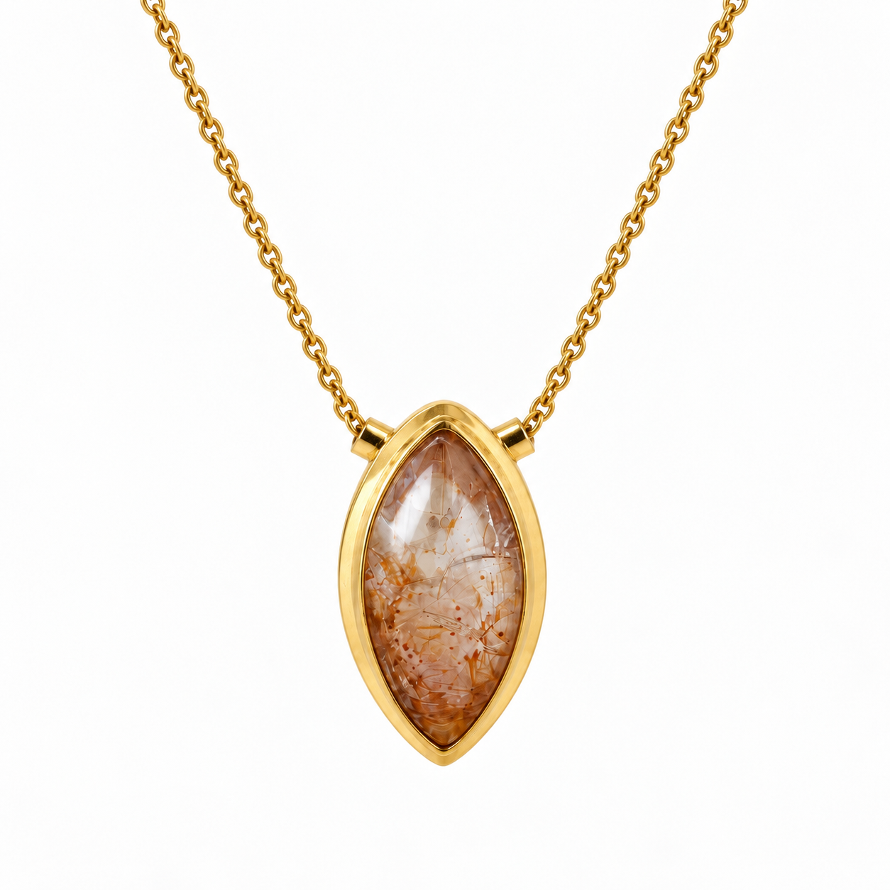 Pendant, 23ct, Marquise cut cabochon, Zircon, mounted in 18ct yellow gold setting